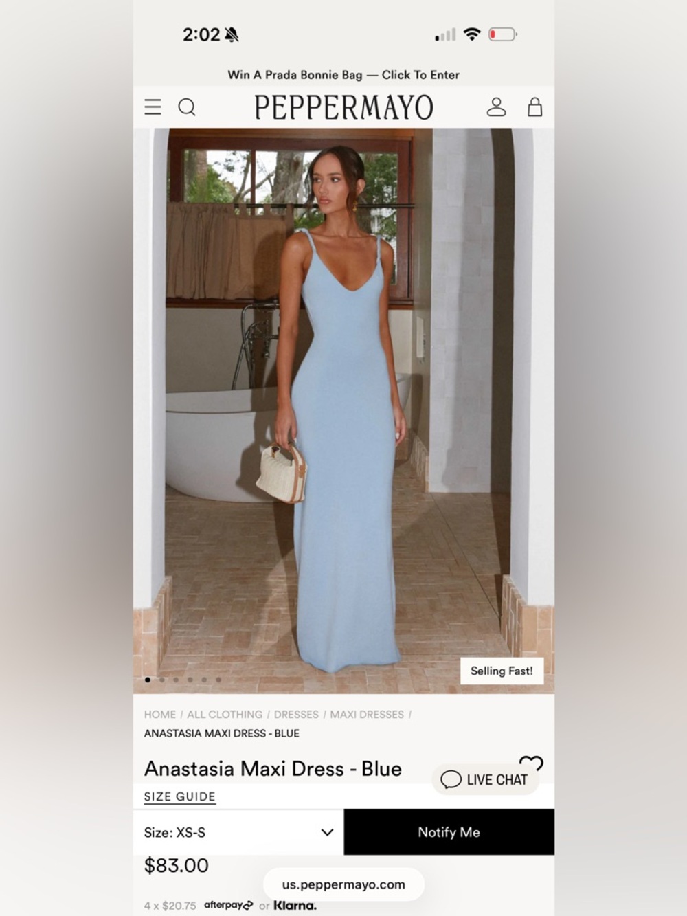 NWT Peppermayo Anastasia Maxi Dress - Blue in XS/S